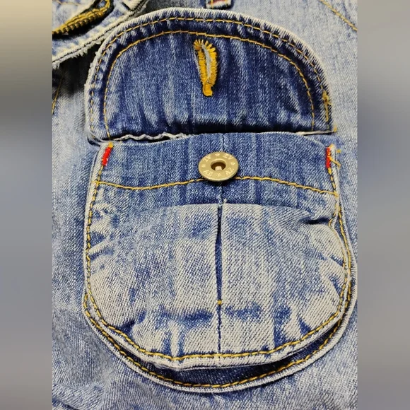 Y2K Arizona Denim Cargo Shorts Women Sz 9 High Rise Blue Jean Pockets N1 - Picture 7 of 9